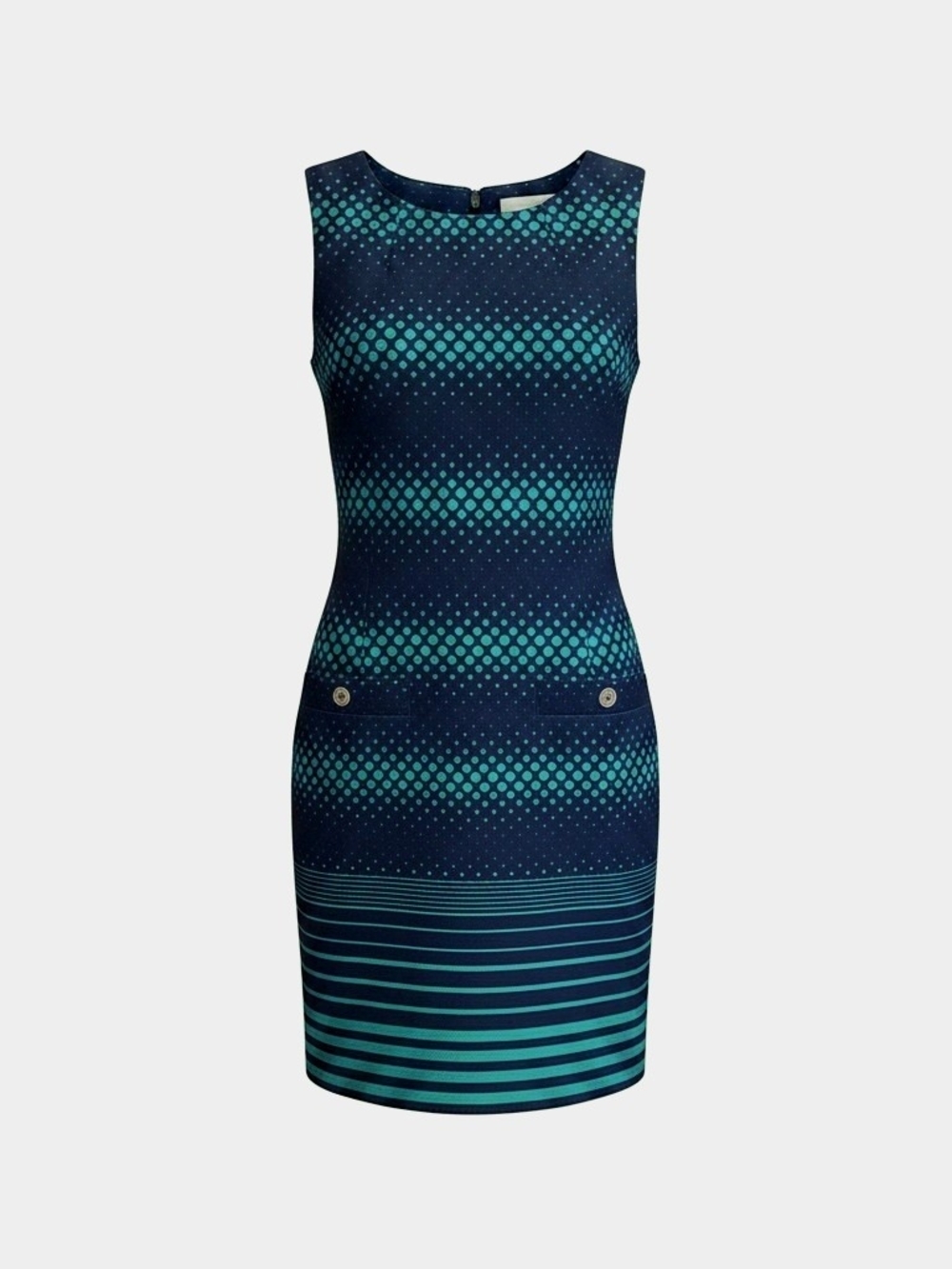 Tommy Hilfiger Navy and Green Sleeveless Flap Pocket Sheath Dress Size 4